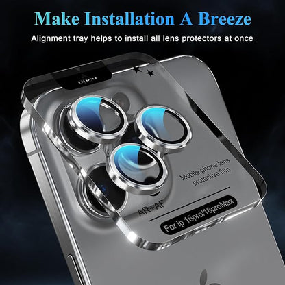 YWXTW Camera Lens Protector for iPhone 16 Pro/iPhone 16 Pro Max, [1 Step Installation Tray] Tempered Glass Screen Protector Metal Individual Camera Cover Accessories Case Friendly (White Titanium)