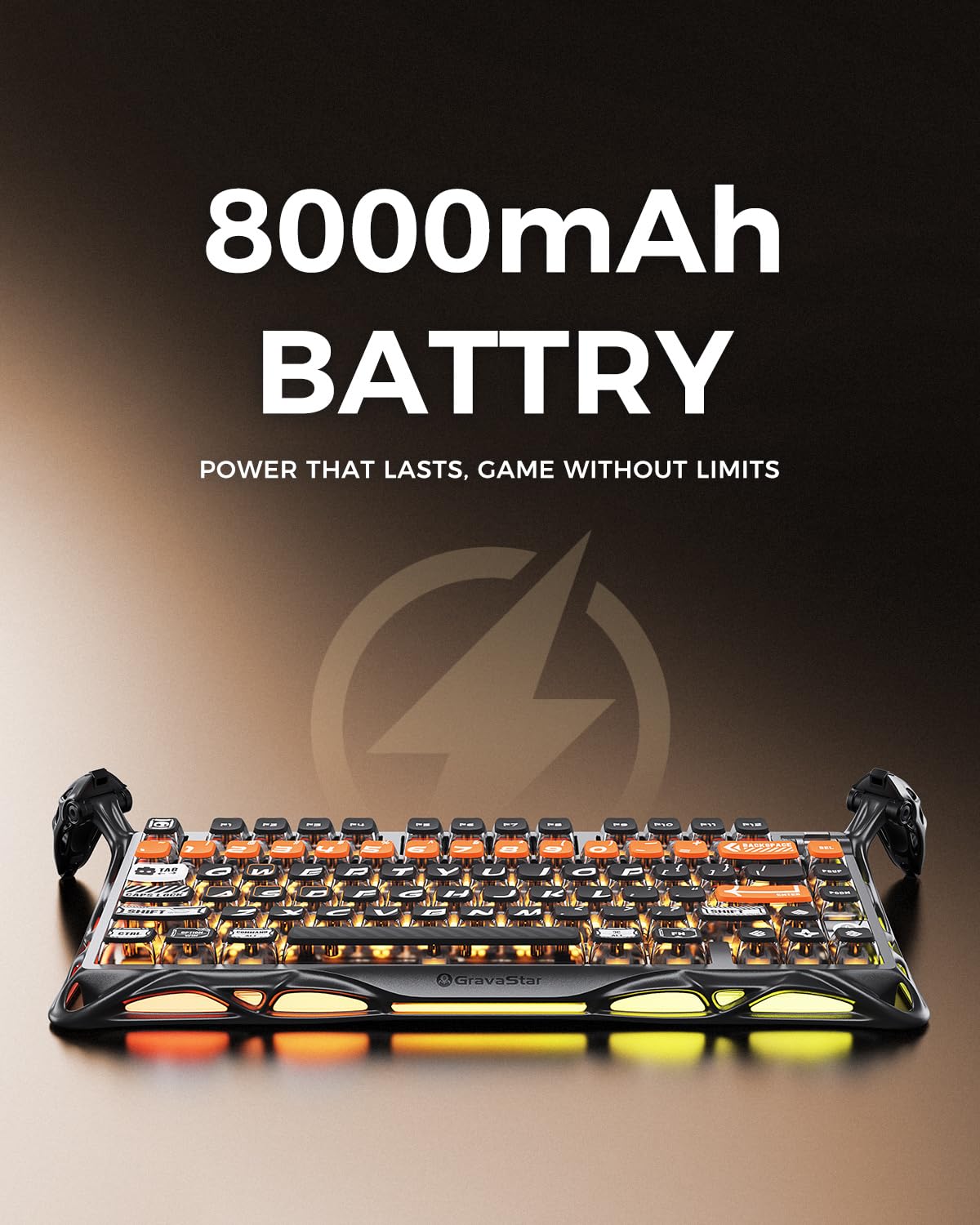 GravaStar Mercury K1 Pro Wireless Mechanical Gaming Keyboard, 75% Layout RGB Custom Keyboard, Aluminum Alloy Matte Black Frame with Phoenix-Inspired Keycaps, Hot-Swappable Linear Switches【CyberFlare】