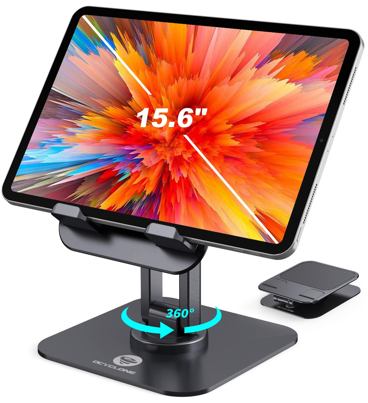 OCYCLONE iPad Stand, 360° Rotating iPad Tablet Stand Holder for Desk, Black