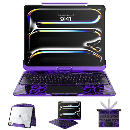 Tiaota Transparent Case Keyboard for iPad 11th Gen 11 inch (A16, 2025) & 2022 iPad 10th Gen 10.9 in,7-Color Backlit,Wireless Keyboard, 360°Rotating,Multi-Touch trackpad, Pencil Slot,Shortcuts,Black