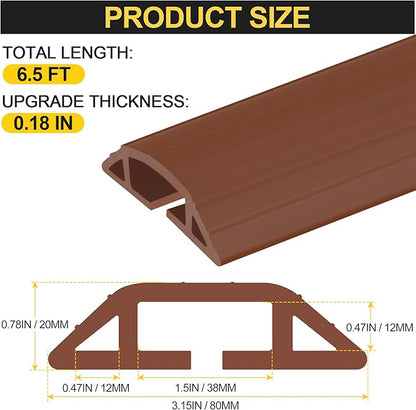 MYFAMIREA 6.5FT Floor Cord Cover Heavy Duty Cable Cover Protector 3 Channels Extension PVC Floor Wire Cover Outdoor Cord Hider Management Cord Cover for Wire on Floor for Home Office Outdoor, Brown,2M