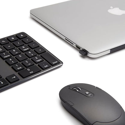 Amazon Basics Ultra Premium Wireless Keyboard and Mouse Combo - Rechargeable, Ultra Slim Design, Quiet, Full Size, Number Pad, Unifying Receiver, Black