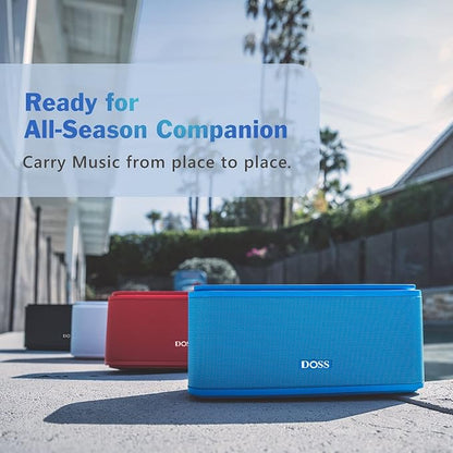 DOSS SoundBox Touch Wireless Bluetooth Speaker with 12W HD Sound and Bass, IPX5 Water-Resistant, 20H Playtime, Handsfree, Portable for Office, Home, Outdoor, Travel-White