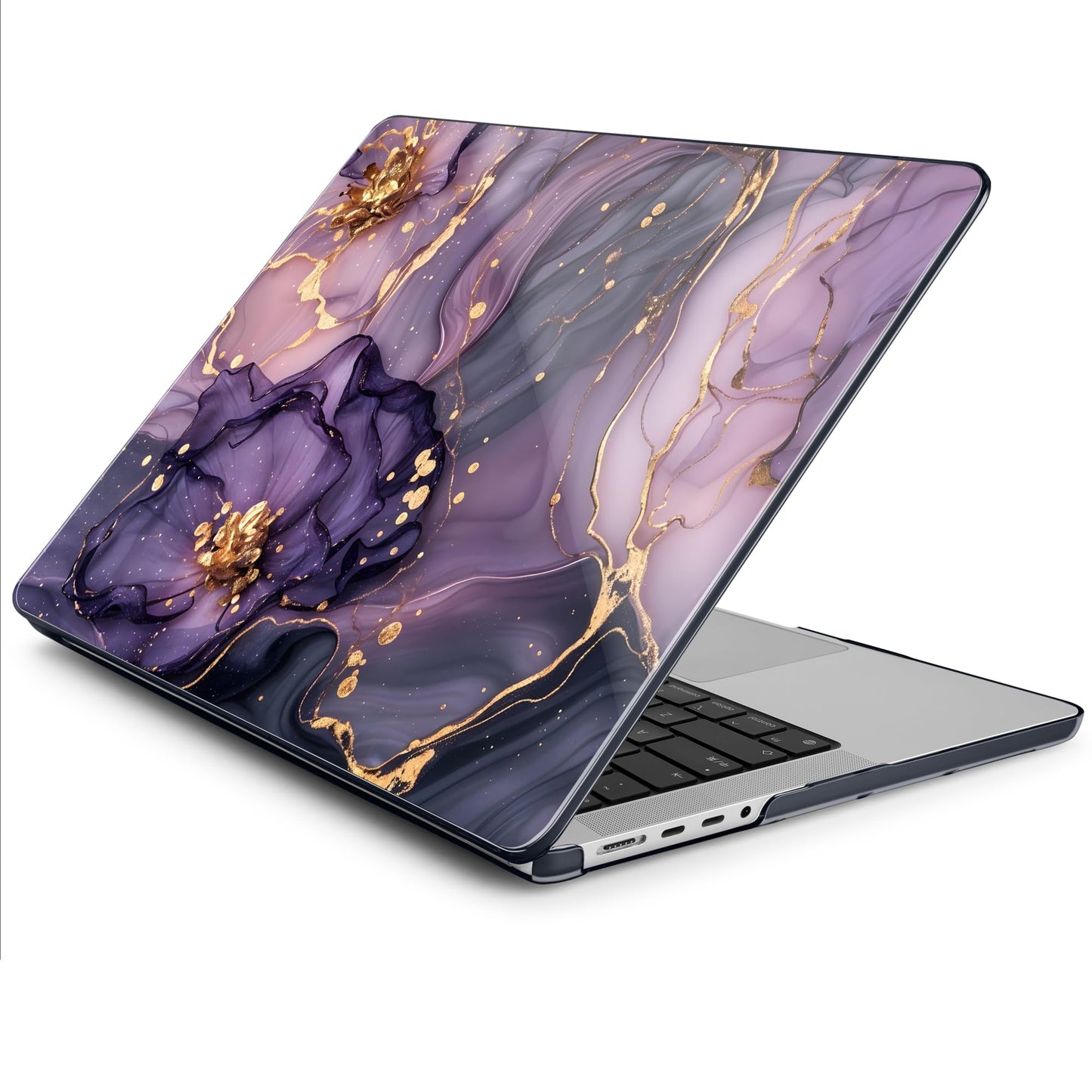 DONGKE Compatible with MacBook Pro 16 Inch Case (2026-2021 Release, M5 M4 M3 M2 M1 Pro/Max Chip), Plastic Hard Shell Cover with Keyboard Cover & Screen Protector for MacBook Pro 16", Marble & Flower