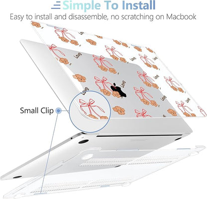 MEEgoodo Case for MacBook Pro 13 inch Case 2022 2021 2020 New A2338 M2/M1 A2251 A2289, Laptop Hard Shell with Keyboard & Camera Cover Compatible with 13 inch MacBook Pro, Cute Dog & Bows