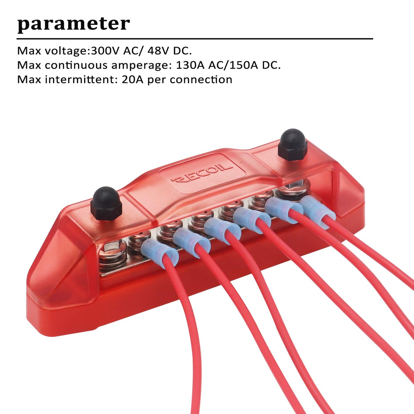 Recoil BBS25P Bus Bar 2 M5 Studs 5 Screw Terminal Power Distribution Block