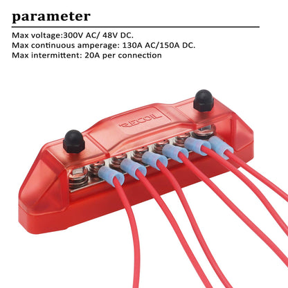 Recoil BBS25P Bus Bar 2 M5 Studs 5 Screw Terminal Power Distribution Block