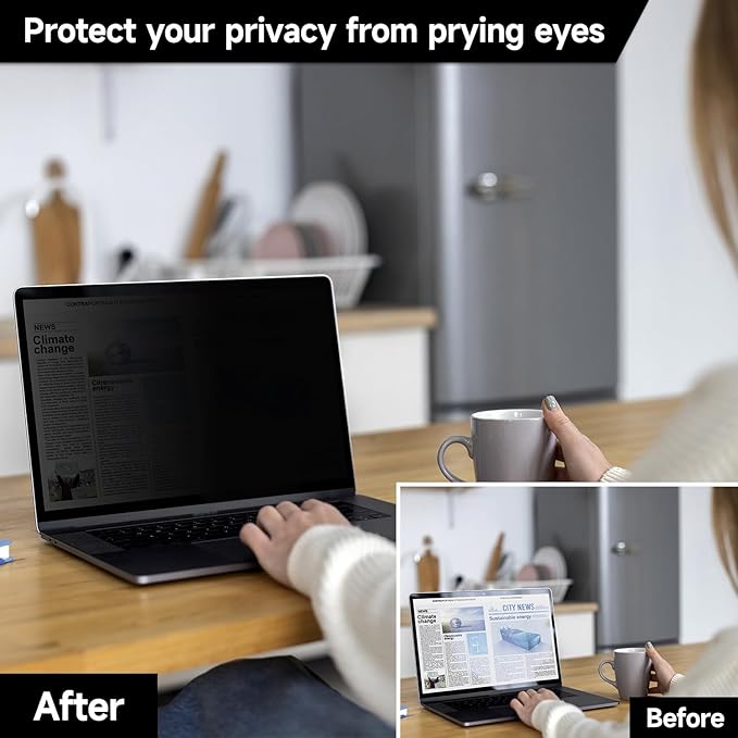 2-Pack Privacy Screen Protector for MacBook Air 13.6 Inch (2022-2025, M2, M3, M4) – Matte Laptop Privacy Screen Anti Blue Light Glare Filter for Models A2681 A3113 A3240