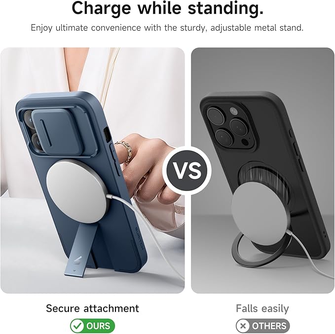 SURITCH for iPhone 14 Pro Case with Magnetic Camera Slide Cover and Adjustable Kickstand, Compatible with MagSafe, Shockproof Bumper Case Slim Protective Cover for iPhone 14 Pro 6.1 Inch, Blue