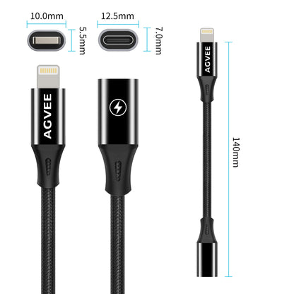 AGVEE 2 Pack 4 Inch USB-C Female to Lightning Male 30W Charging Adapter