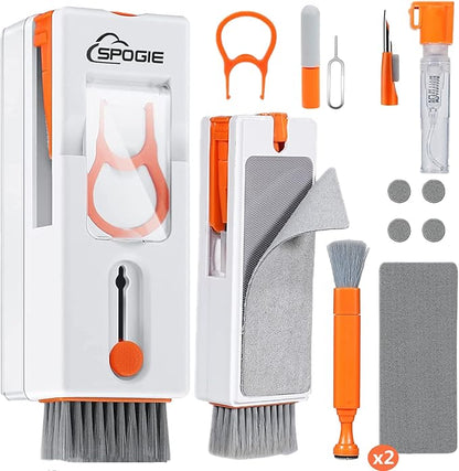 11-in-1 Keyboard Cleaning Kit, Laptop Cleaning Kit Keyboard Brush Cleaner Electronics Cleaner for Cell Phone/Earbuds/Camera Lens/Computer with Multifunctional Cleaning Tool (Orange)