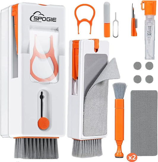 11-in-1 Keyboard Cleaning Kit, Laptop Cleaning Kit Keyboard Brush Cleaner Electronics Cleaner for Cell Phone/Earbuds/Camera Lens/Computer with Multifunctional Cleaning Tool (Orange)