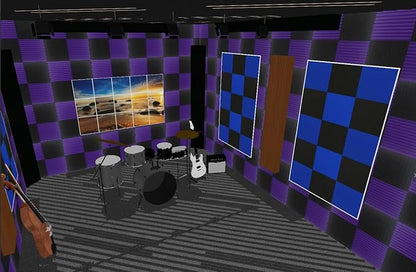 96 Pack Black/purple 12 "X 12 "X1" Acoustic Panels Studio Soundproofing Foam Wedge Tiles,