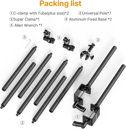 JUSMO LS15 Desk Overhead Camera Mount Rig Top-Down Shots, Professional Aluminum Tabletop Multi-Device Mount Platform for Product Photography/Video Making/Picture Taking/Live Stream and More