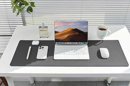 ALOANES Waterproof Mouse Pad with Durable Stitched Edge, XXXL gaming Keyboard Pad, Non-Slip Rubber Base Mouse Mat, Extended Desk pad for Gamer, Office & Home, Dark Gray Mousepad 35.4''x 15.7''x 0.12''