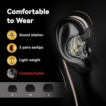 KBEAR K01 Bass IEMS Earphones for Gaming, HIFI Clear Sound in Ear Monitor Headphones Ear buds Wired with 1DD Noise Cancelling for Computer Laptop School, 3 Years Warranty (Without Mic, Blue-Purple)