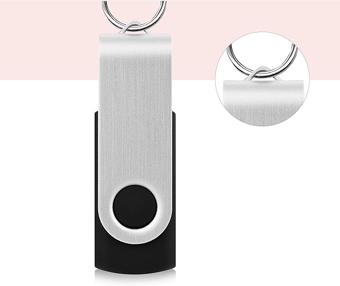 Wholesale Bulk 2GB USB Flash Drives 50 Pack, KOOTION Thumb Drive Flash Drives Swivel Memory Stick 2G USB Stick, Black 50 Pcs