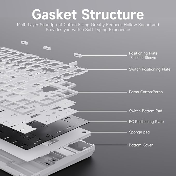 Ajazz AK820 75% Wired Gasket Mechanical Gaming Keyboard with Volume Knob - South Facing LED - Poron Foam - PBT Keycaps - Programmable RGB Hot Swap Keyboard