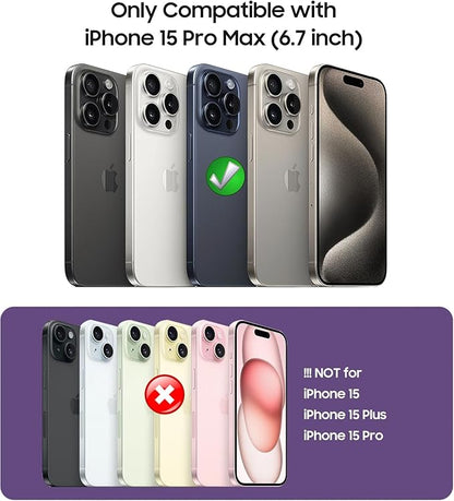 Magnetic for iPhone 15 Pro Max Case [Compatible with MagSafe][Built-in Camera Lens Protector] Slim Soft Silicone Bumper Shockproof Metallic Luster Phone Case (Blue)
