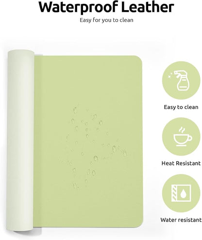 YSAGi Leather Desk Protector, Office Mat, Large Mouse Mat, Non-Slip PU Leather Blotter, Laptop Desk Mat, Waterproof Writing Pad for Office and Home (Peak Green, 31.5" x 15.8")