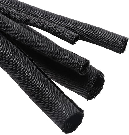 Split Braided Wire Sleeving Loom Mesh Woven for Automotive Wires/Audio Video Cable/Multi-Cable Strings Organized Guard Cover (1/4" - 18 Feet)