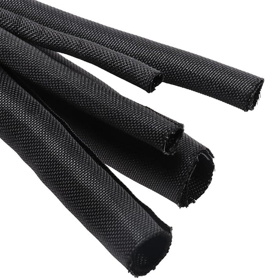 Split Braided Wire Sleeving Loom Mesh Woven for Automotive Wires/Audio Video Cable/Multi-Cable Strings Organized Guard Cover (1/4" - 18 Feet)
