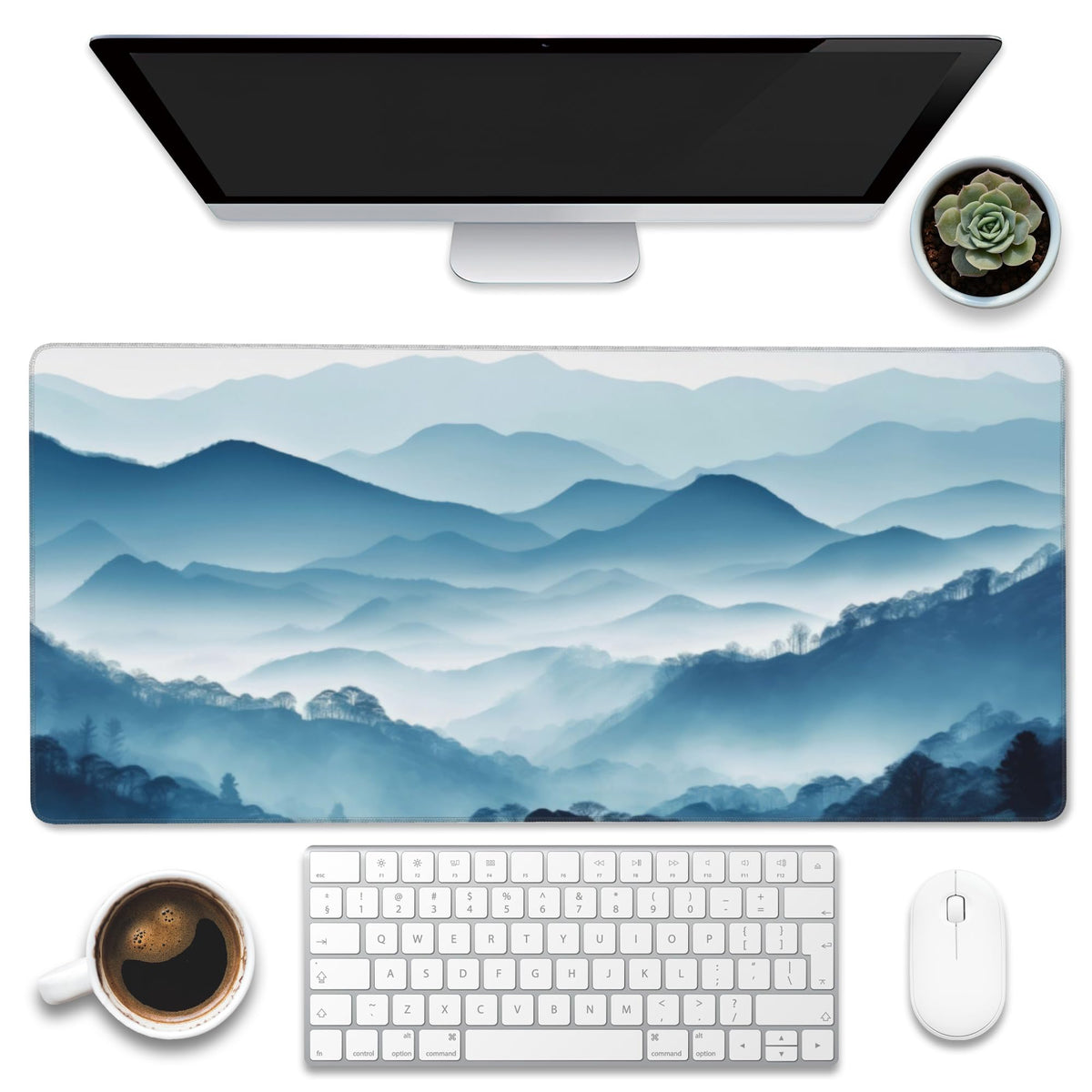 Eflxamz Large Gaming Mouse Pad for Desk,Cute Forest Mushroom Desk Mat,Starry Night Mushroom Desk Pad,Extended Big Computer Keyboard Mouse Pad with Non-Slip Base and Stitched Edge,35.4"x15.7"