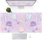 Cute Pastel Mint Green Forest Sage Desk Mat Anime Large Gaming Mouse Pad XL, Aesthetic Sunrise Laptop Computer Keyboard Mouse Mat, Women Office Desk Decor Cover Mat with Stitched Edges 31.5"x11.8"