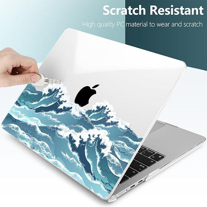 TWOLSKOO Compatible with M4 MacBook Air 15 inch Case 2025-2023 Released Model M4 A3241 M3 A3114 M2 A2941, Plastic Hard Shell & Screen Protector & Keyboard Cover & Trackpad Film, Ocean