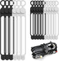 Nearockle Silicone Cable Ties Cord Organizer Cable Management, 16Pcs 4.2" and 7.1" Reusable Cable Organizer Electronic Accessories for Home, Office, Kitchen, School, Travel(Black&White)