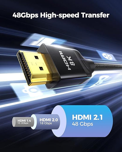Silkland 8K HDMI eARC/ARC Cable 2.1, 3.3FT Certified Ultra High Speed HDMI® Cable [8K@60Hz, 4K@120Hz] Dolby Atmos Vision, 48Gbps, HDR, HDCP Compatible for Samsung/Vizio/SoundBar/Roku TV/BluRay