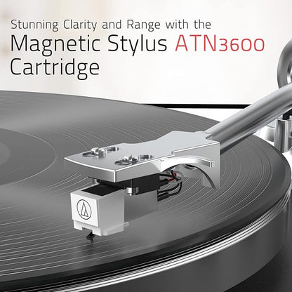 Turntables Belt-Drive Record Player with Wireless Output Connectivity, Vinyl Player Support 33&45 RPM Speed Phono Line USB Digital to PC Recording with Advanced Magnetic Cartridge&Counterweight Black