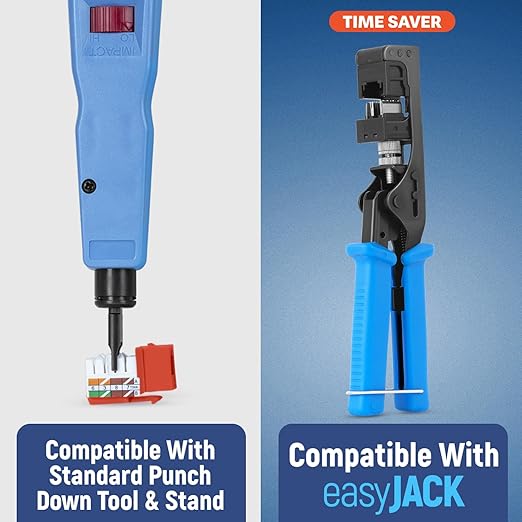 Everest 90° Angled RJ45 Cat6 Keystone Jacks 20-Pack in Orange - Slim Profile Female RJ45 Connectors - Cat 6 Keystone Jack - Compatible with 90° Angled Speed Termination Tool - easyJACK (B094WB91H3)