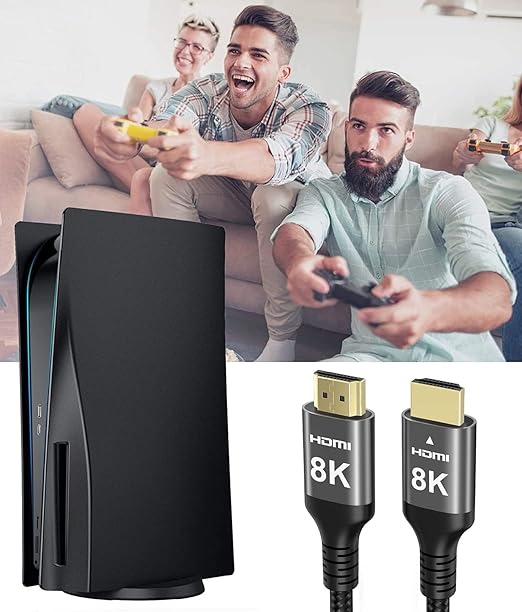 8K HDMI Cable 48Gbps 33 FT, Nylon Braided High Speed HDMI® Cable 4k 120Hz 2k 165Hz 8k 60Hz 12bit eARC ARC Dolby Atmos HDR10+ HDCP2.3 Compatible for Gaming PC TV Soundbar Monitor Mac PS5 Xbox