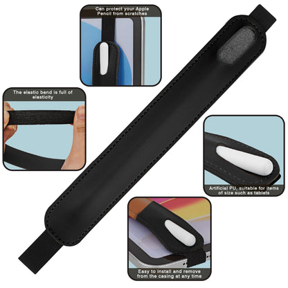 TOCCOOL Vegan Leather Stylus Holder with Elastic Band, Protective Pen Sleeve for Secure Tablet Attachment, Compatible with Most Stylus Pens & Digital Pencils, Tablet Accessory(Black)