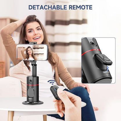 Auto Face Tracking Tripod, No App, Smart Shooting Phone Holder with Remote, 360° Rotation Body Phone Camera Mount with Phone Holder Body Smart Tracking Tripod for Vlog/TIK Tok, Rechargeable Battery