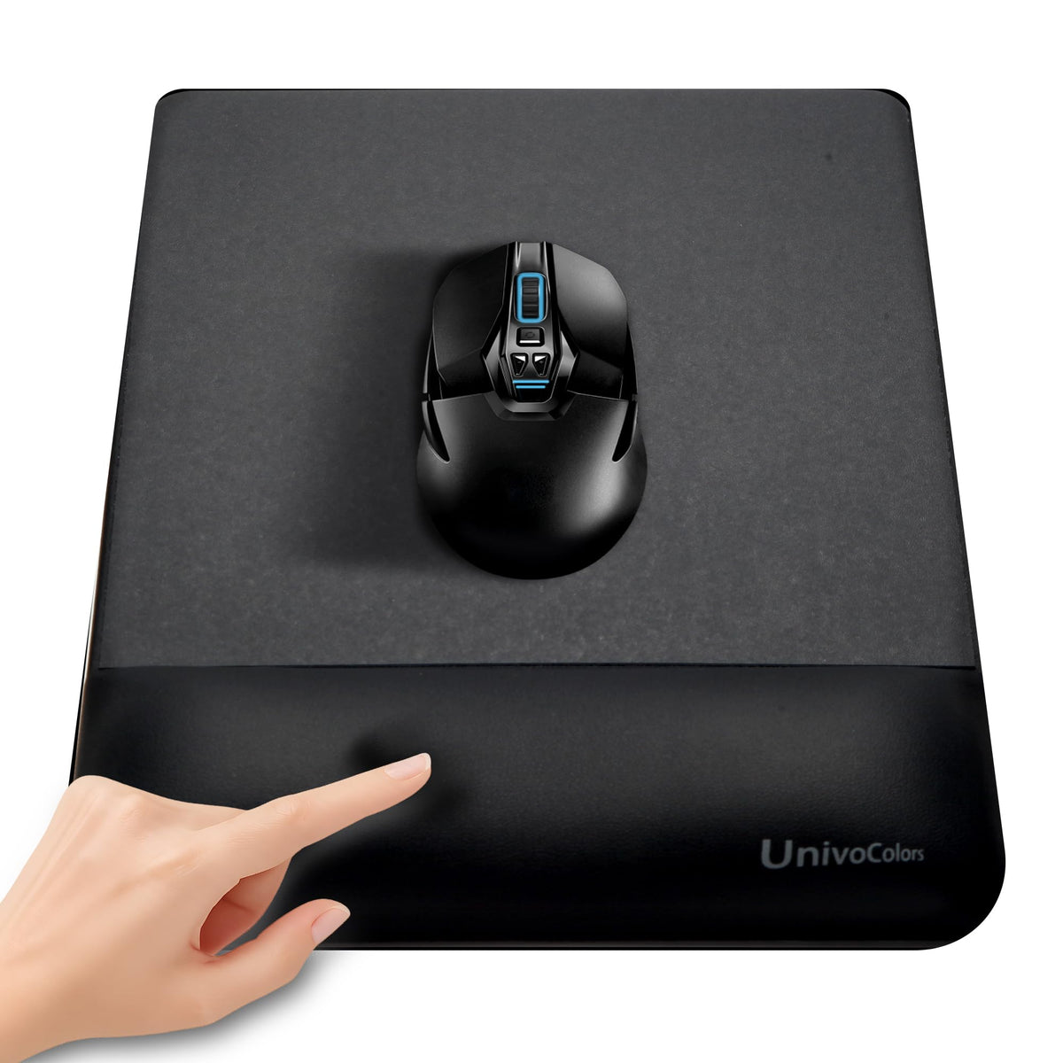 UnivoColors Design-Wave Wrist Rest, Artificial Sheepskin+Memory Foam+Ergonomic+Anti-Slip Gel, Resilience Support During Work and Gaming,Mouse Accessory,White