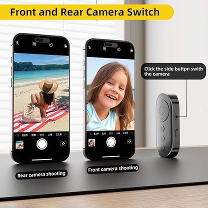 Bluetooth Camera Remote Shutter with Zoom and Front/Rear Camera Switch for Photo and Vlogging,Cllphone Remote Clicker for iOS & Android Smartphone, Wireless Video Scrolling for Tiktok