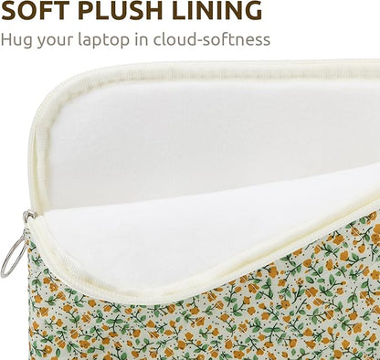 Puffy Laptop Sleeve 13-15.6 Inch Cute Quilted Laptop Protective Case Padded Floral Computer Sleeve for MacBook (B-Yellow, 13 Inch)