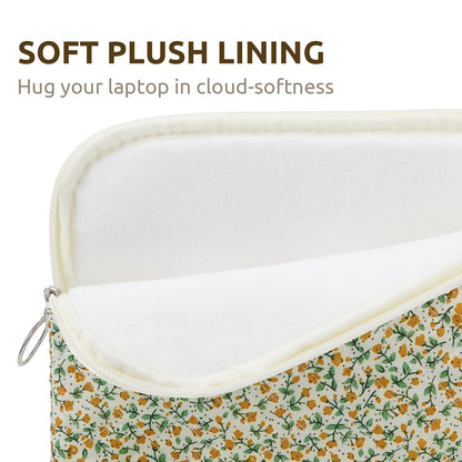 Puffy Laptop Sleeve 13-15.6 Inch Cute Quilted Laptop Protective Case Padded Floral Computer Sleeve for MacBook (B-Yellow, 13 Inch)