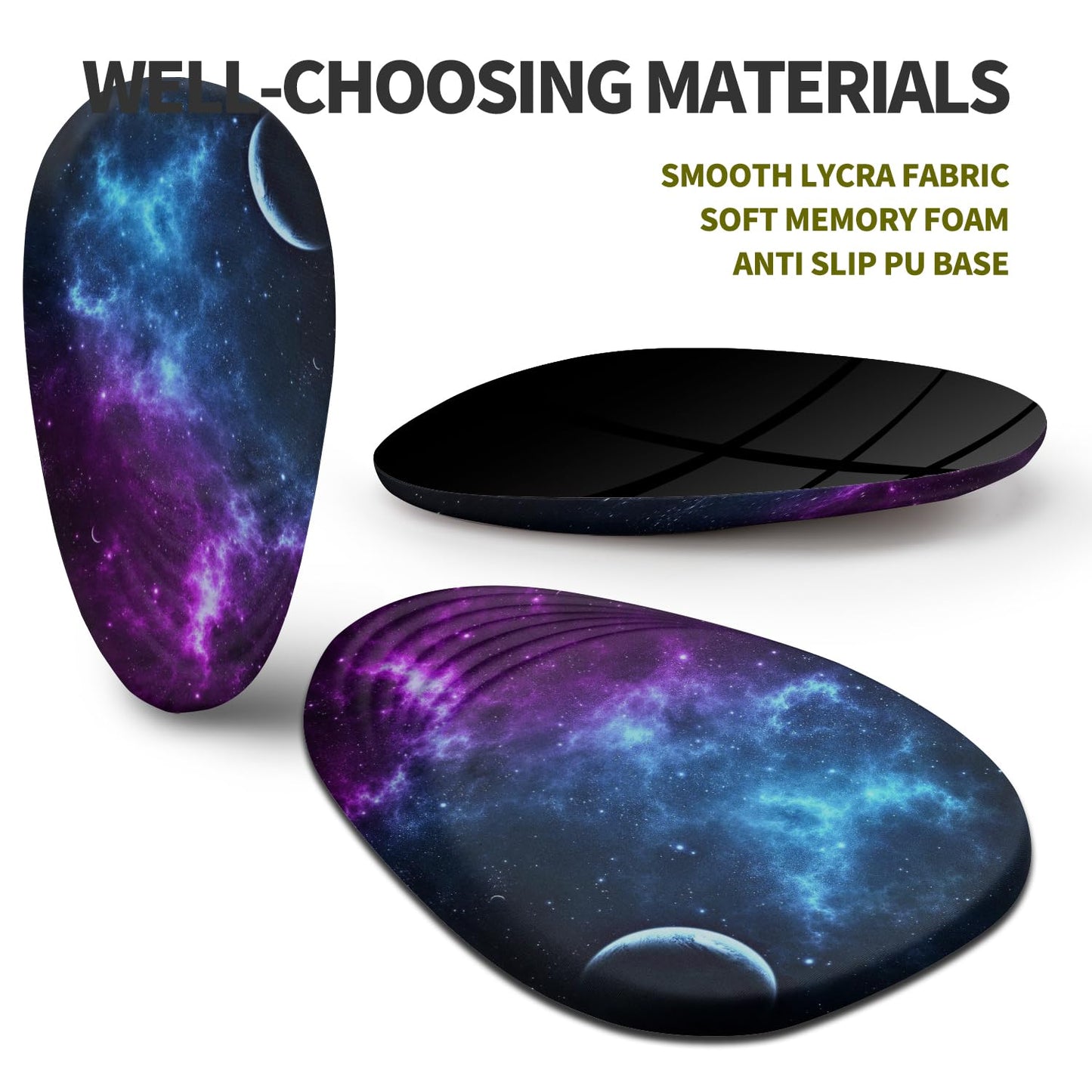 Hokafenle Ergonomic Mouse Pad Wrist Support, Terraced Slope Carpal Tunnel Wrist Pad for Mouse with Unibody Memory Foam, Wrist Rest Pain Relief Mousepad (Galaxy, 11.8x7.9 in)