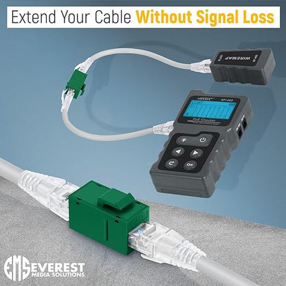 Everest Cat6 RJ45 Keystone Coupler (24-Pack) in Green - RJ45 Coupler - Cat 6 Couplers - Female to Female Cat6 Keystone Jacks - Ethernet Couplers - Ethernet Cable Extender