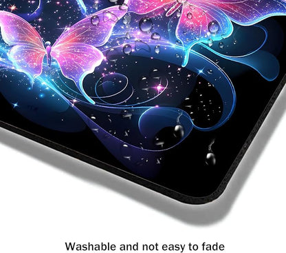 Mouse Pad, Cute Glitter Butterfly Mouse Pads for Desk, 9.5" x 7.9" Non-Slip Rubber Base Computer Mousepad with Women, Portable Square Design for Wireless Mouse and Pad Laptop Office & Travel