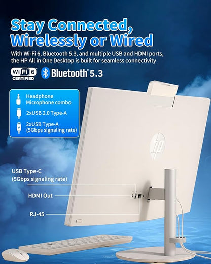 HP 27" All-in-One Desktop Computer - FHD Touchscreen | Intel Ultra 7‑155U | AI‑Enhanced Display, Facial Login | Privacy Pop‑Up Camera | Win 11 Pro, w/Accessories | 64GB DDR5 + 4TB SSD