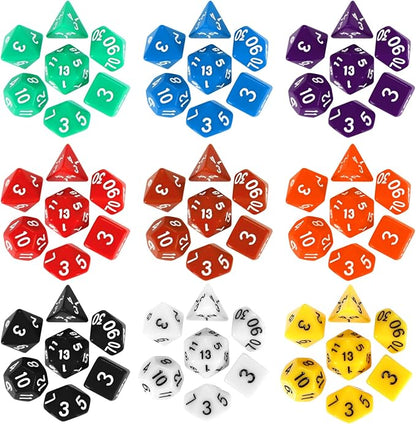 Yilloog 350 Pcs Compatible with DND Dice Sets Bulk Polyhedral Dice with Drawstring Bag Dice Multi Role Playing Table Game D4 D6 D8 D10 D% D12 D20 Compatible with Dungeons and Dragons (Classic Style)