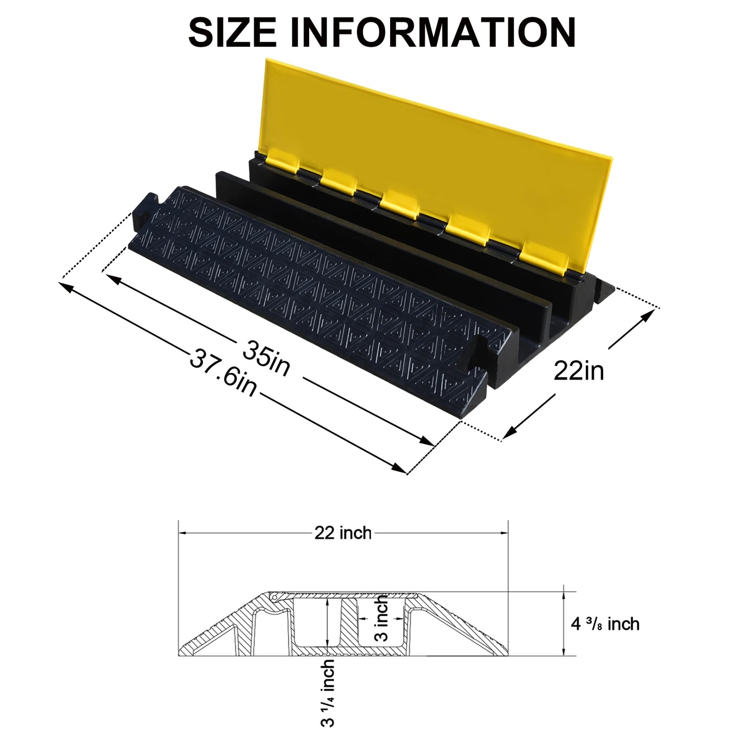OrangeStar Heavy-Duty Rubber Cable Protector Ramp 2-Channel