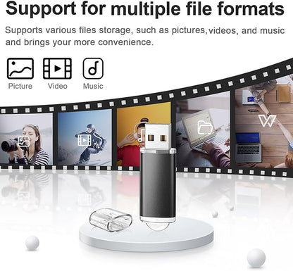 TOPESEL USB Flash Drive 5 Pack 4GB USB 2.0 Flash Drive Memory Stick USB Drive Thumb Drives USB Stick (5 Mixed Colors: Black Blue Green Red Silver)