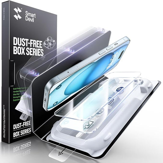SMARTDEVIL 3 Pack Tempered Glass for iPhone 15 Screen Protector, Military-Grade Shatterproof Protection, 9H Hardness, Fast & Easy Installation, Case Friendly Design