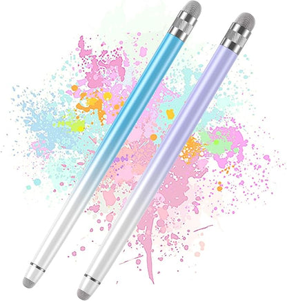 2PCS Stylus Pens for Touch Screens, Stylus Pen for iPhone/iPad/Tablet Android/Microsoft Surface, Compatible with All Touch Screens(Purple/Blue)