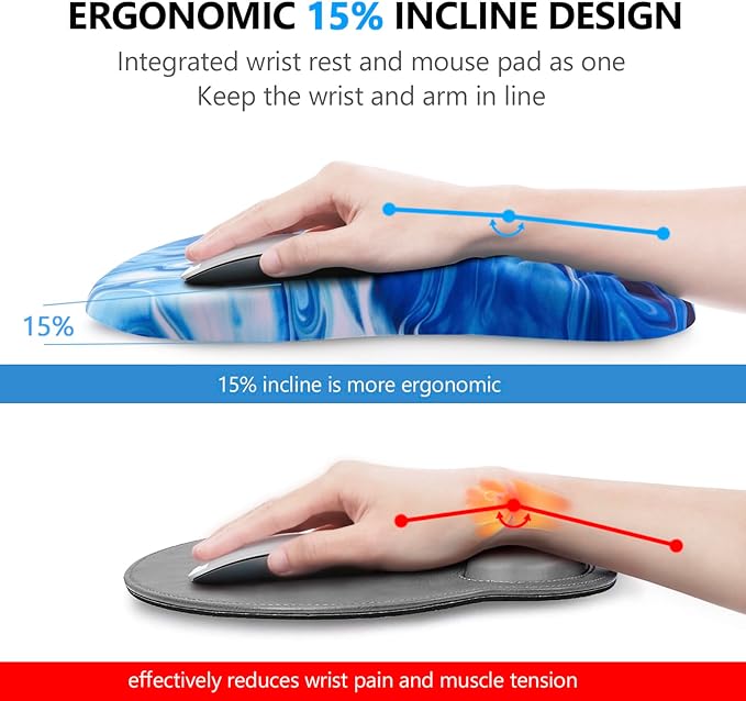 Laokiiy Ergonomic Mouse Pad & Keyboard Wrist Rest Set, Memory Foam